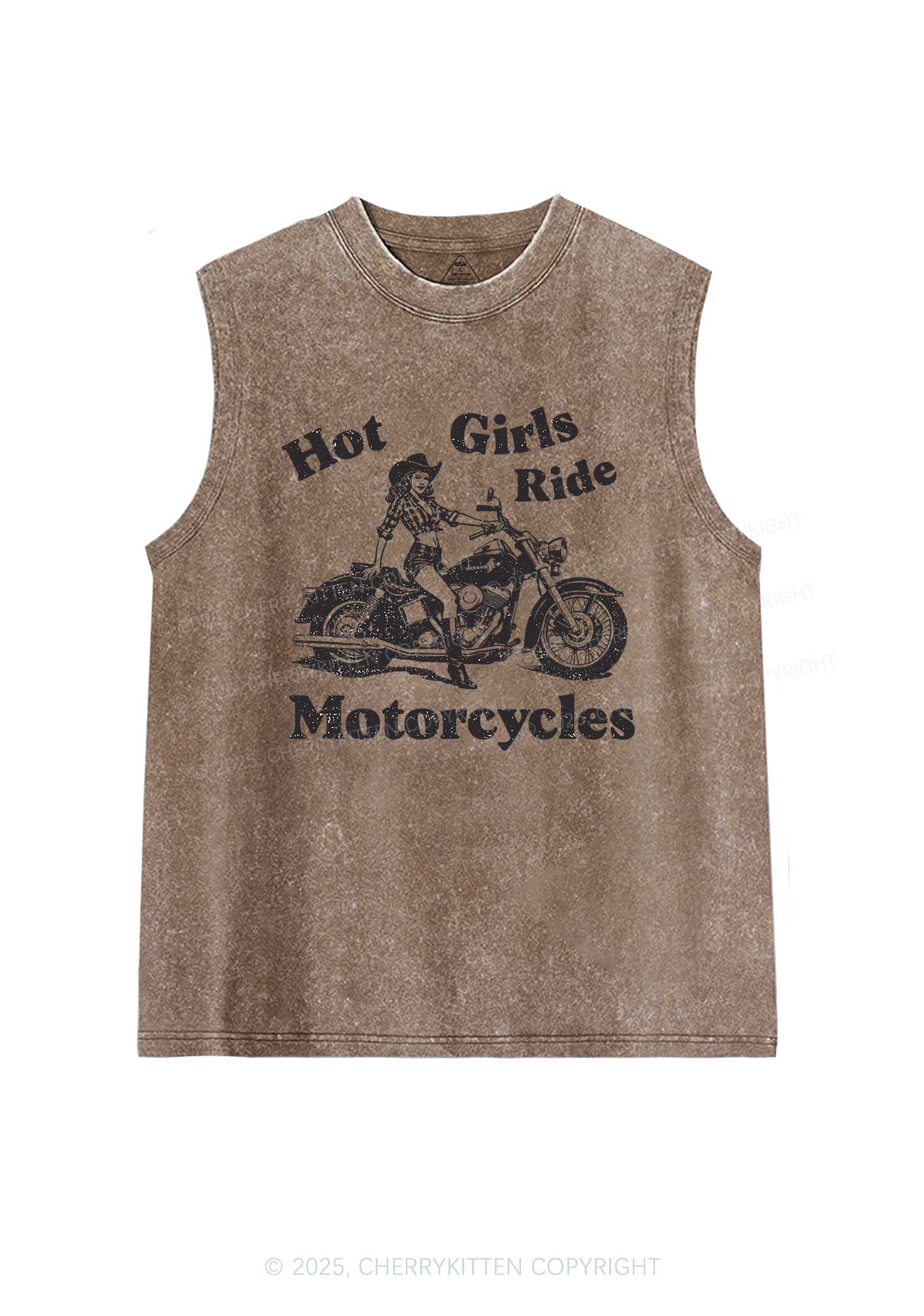 Hot Girls Ride Motorcycles Y2K Washed Muscle Tank Cherrykitten