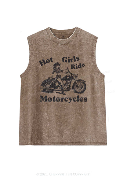 Hot Girls Ride Motorcycles Y2K Washed Muscle Tank Cherrykitten