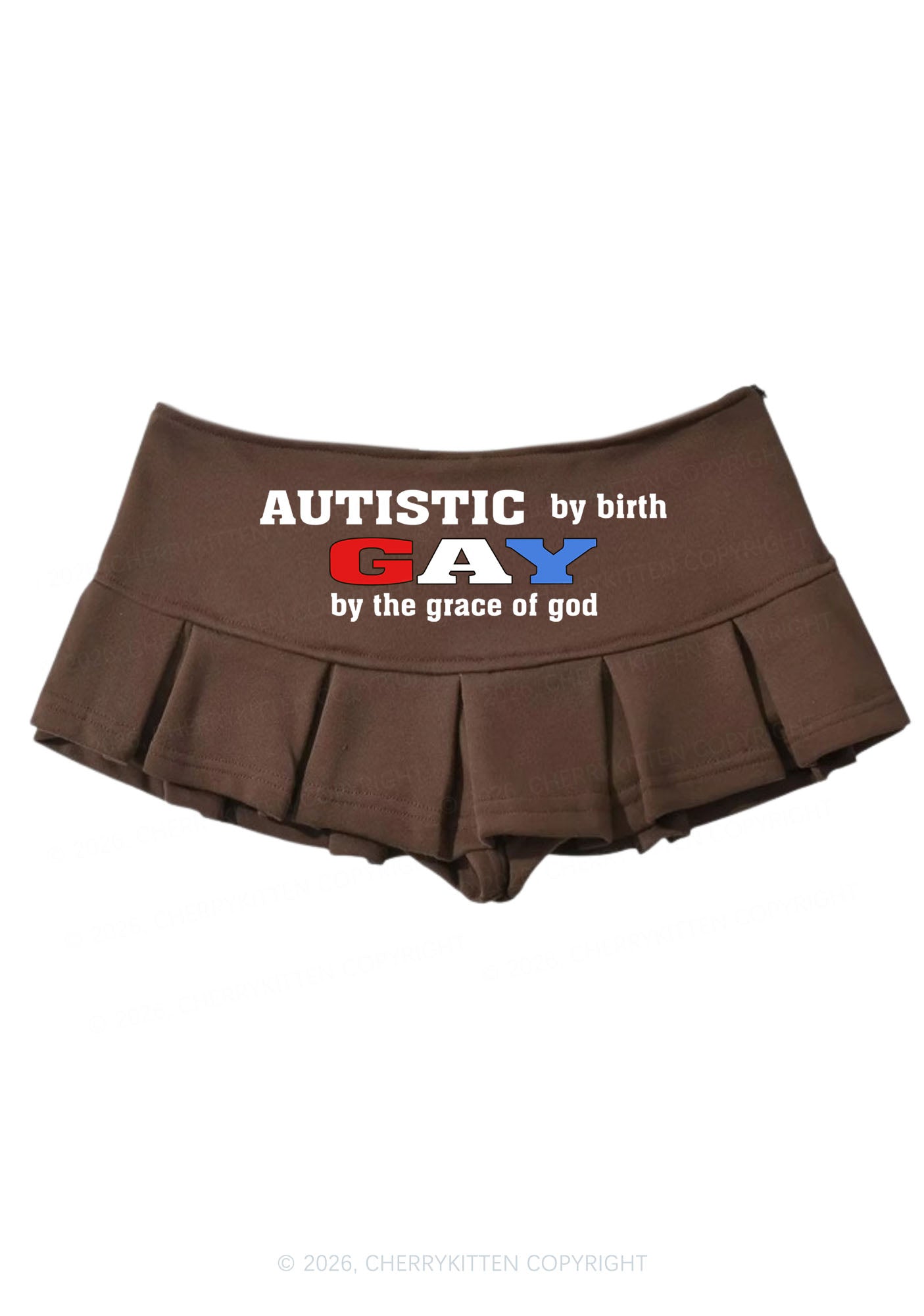 Autistic By Birth Gay Pride Y2K Mini Pleated Skirts Cherrykitten