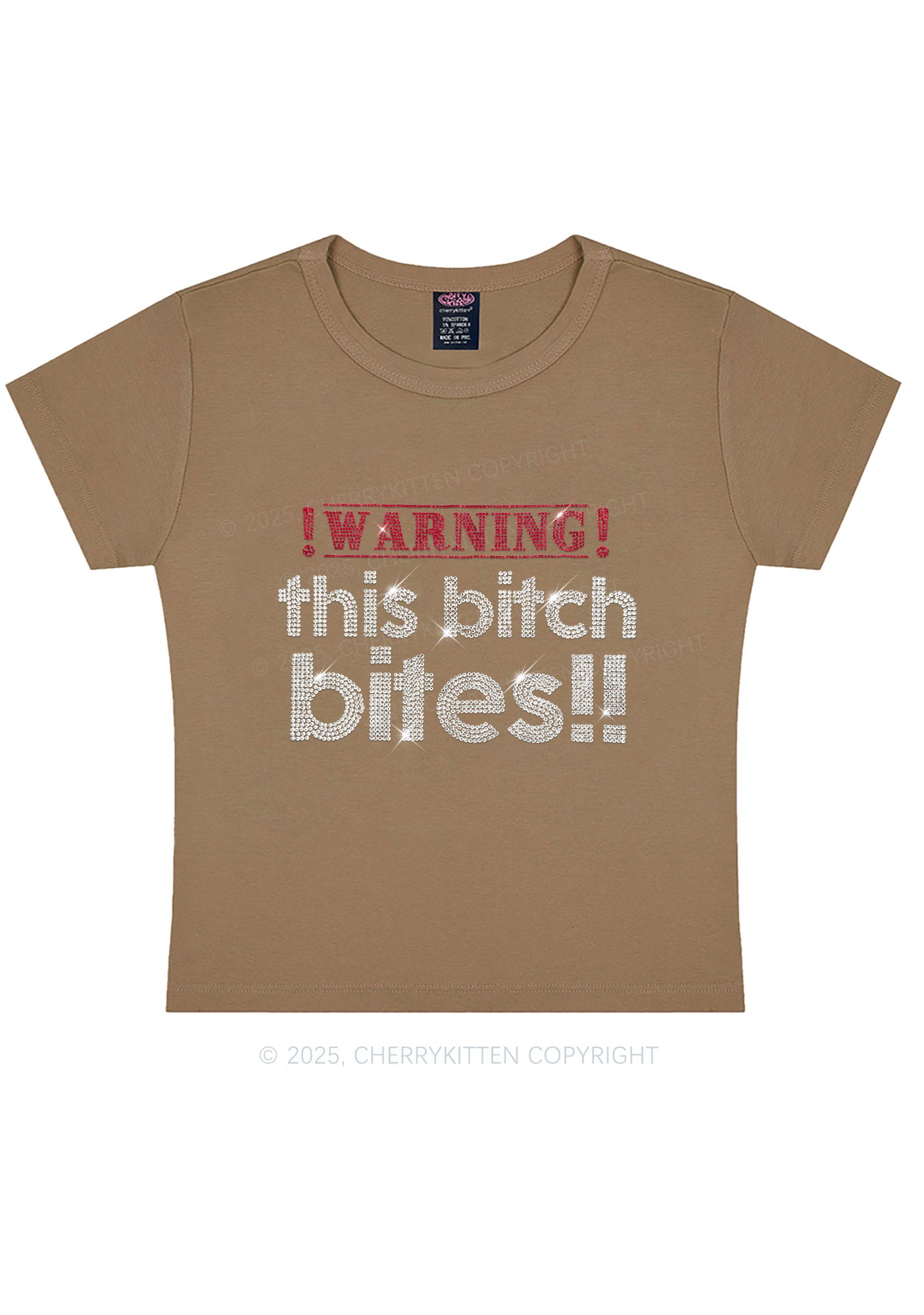 Rhinestone This Bxxch Bites Y2K Baby Tee Cherrykitten