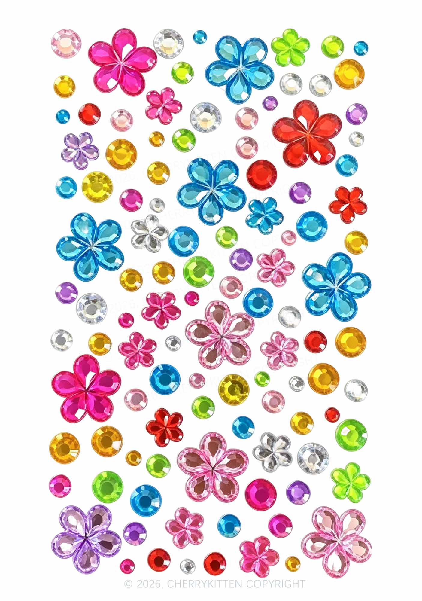 1pc Self Adhesive Rhinestones Y2K Face Sticker Cherrykitten