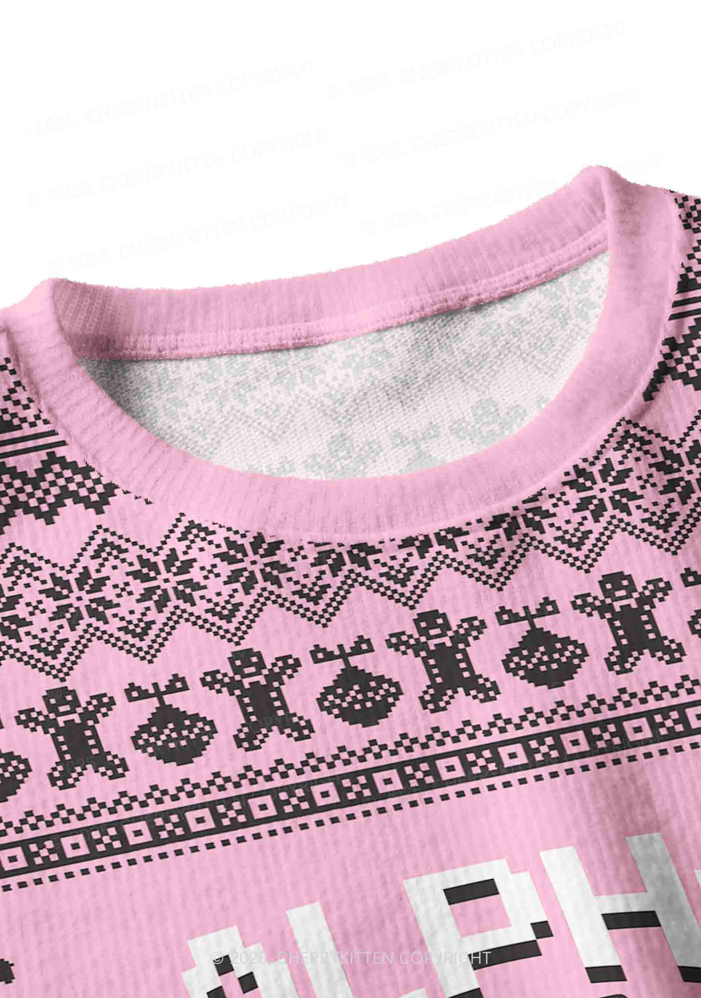 Unicorn Alpha Male Y2K Christmas Crop Knit Sweatshirt Cherrykitten