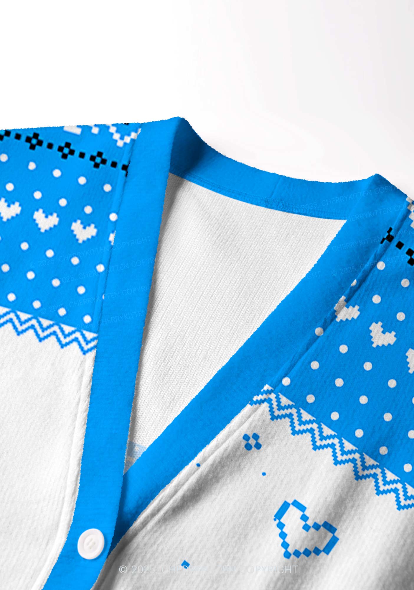 Blue Awake But What Cost Y2K Christmas Cardigan Knit Sweatshirt Cherrykitten