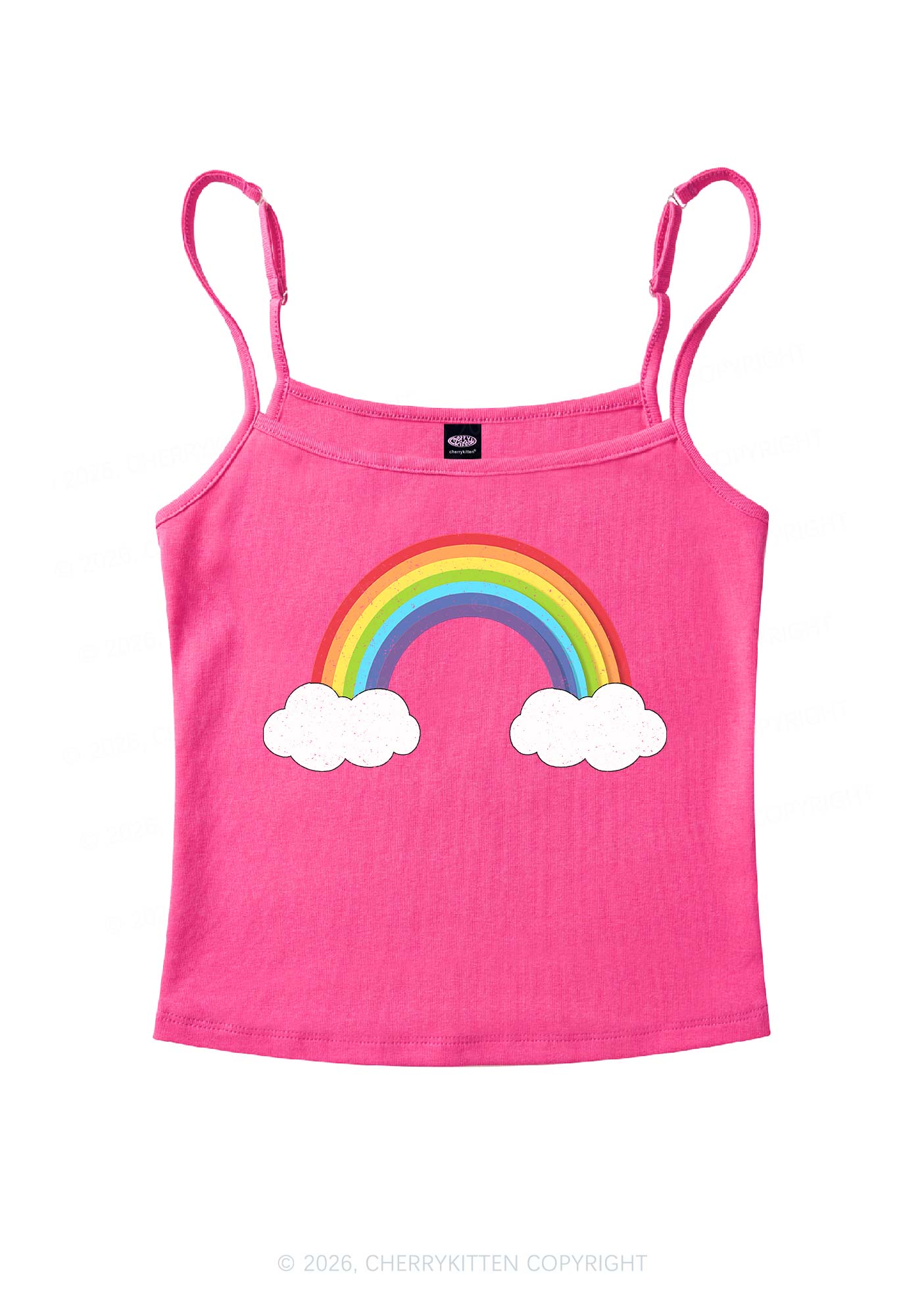 Rainbow Cloud Pride Y2K Spaghetti Strap Cami Cherrykitten