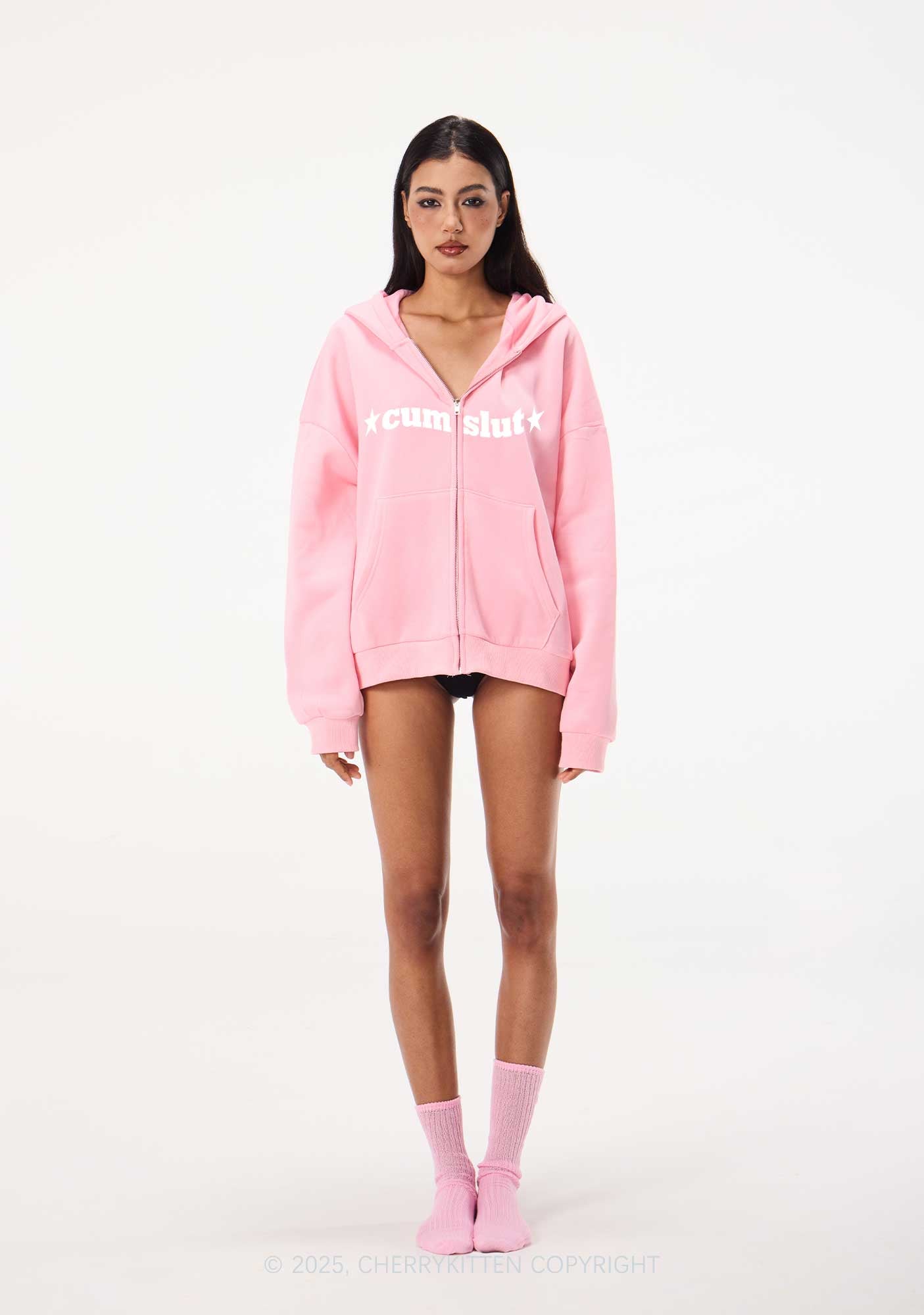 Cxmslxt Y2K Bunny Ear Zip Hoodie Cherrykitten
