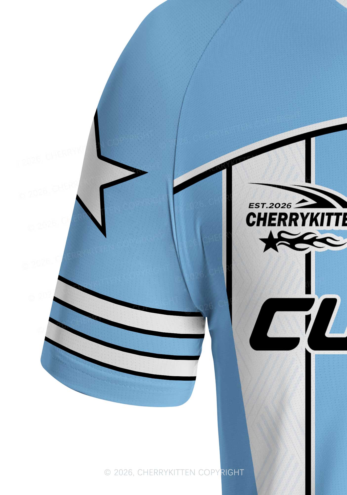 Custom Blue White Stripes Y2K Football Jersey Shirts Cherrykitten