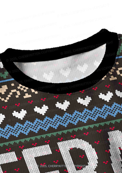 Feral Y2K Christmas Crop Knit Sweatshirt Cherrykitten