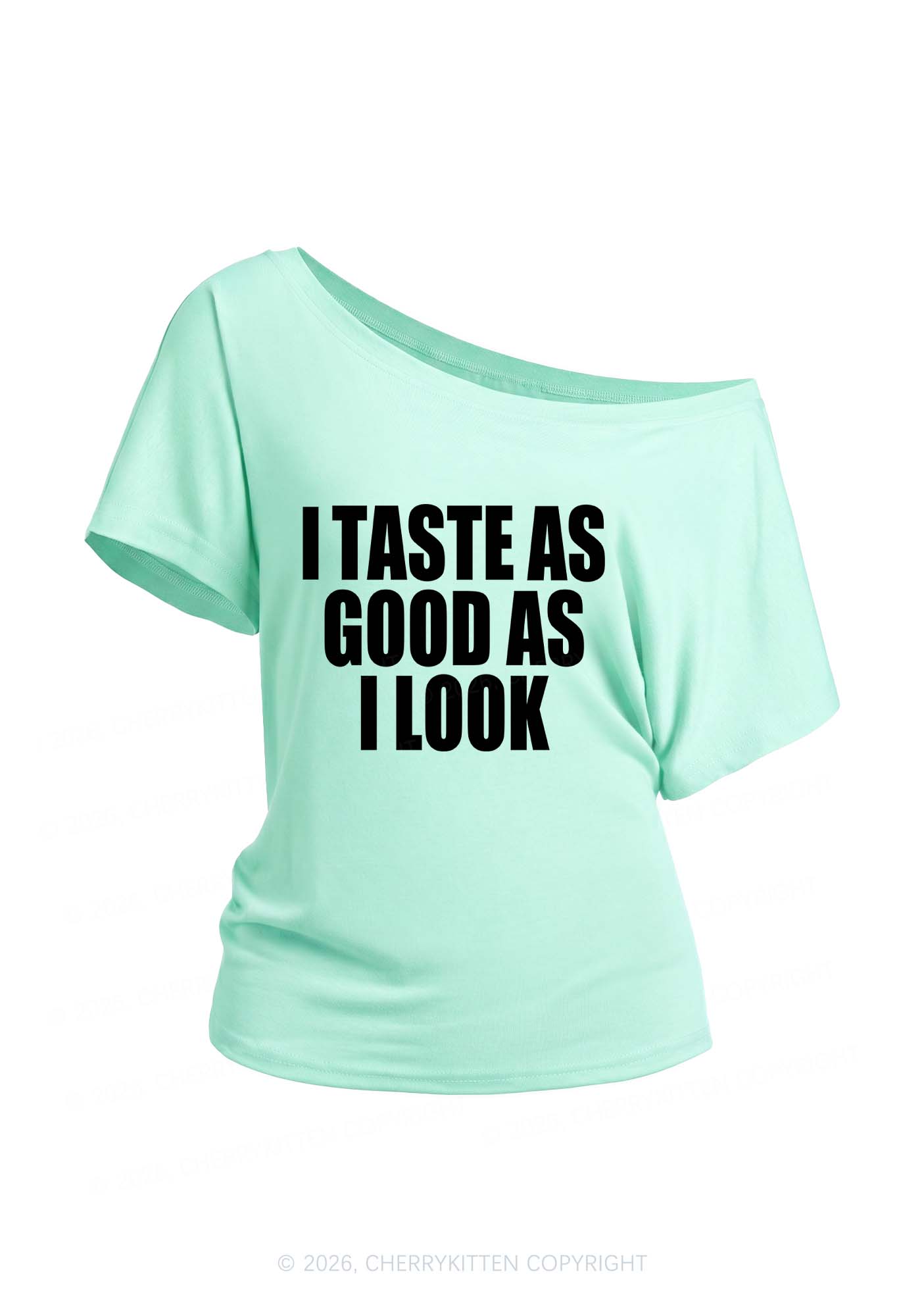 Taste Good Y2K Off Shoulder Tee Cherrykitten