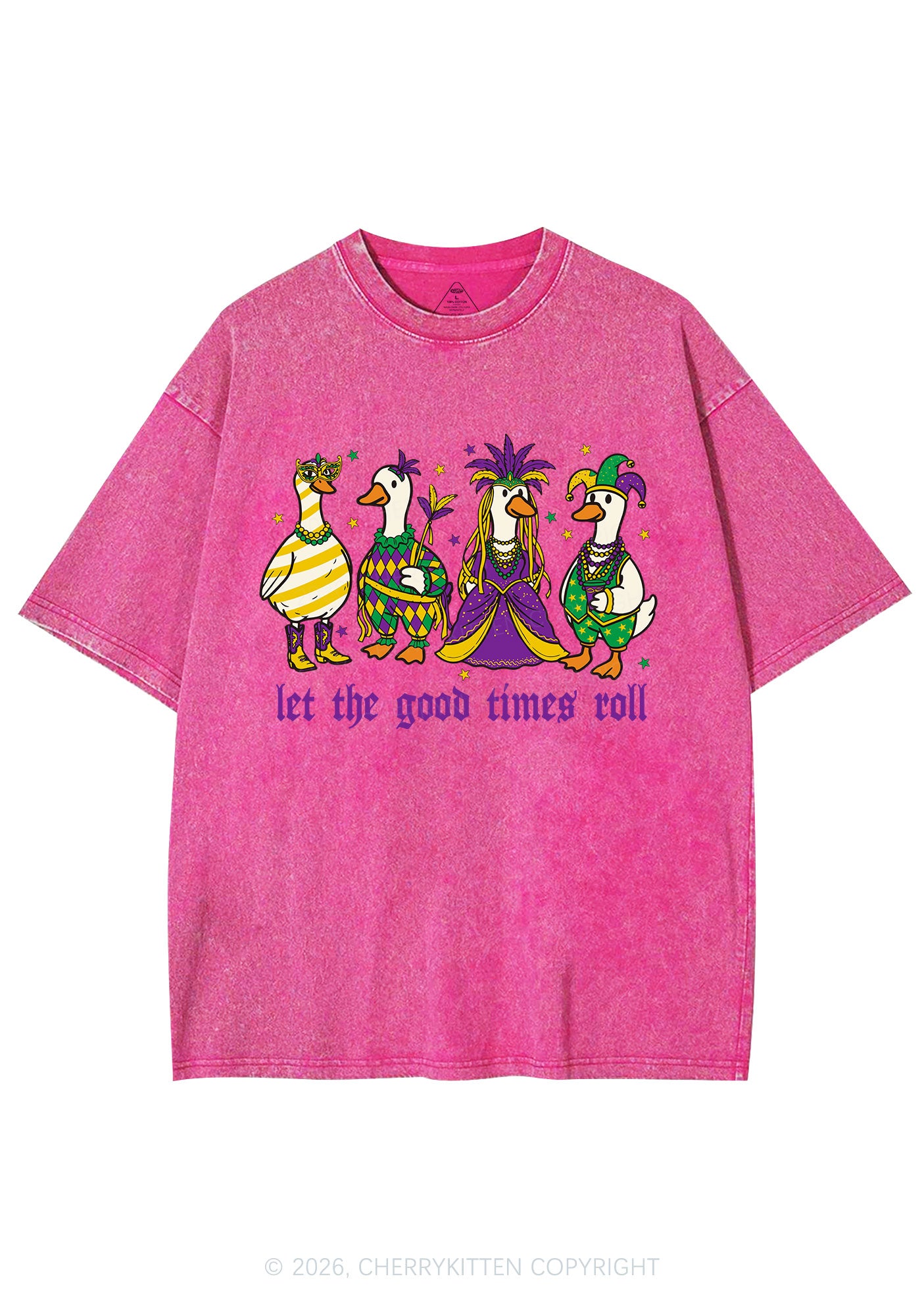 Let The Good Times Roll Y2K Shirts Washed Tee Cherrykitten