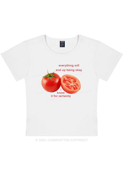 Curvy Everything Will Being Okay Y2K Baby Tee Cherrykitten