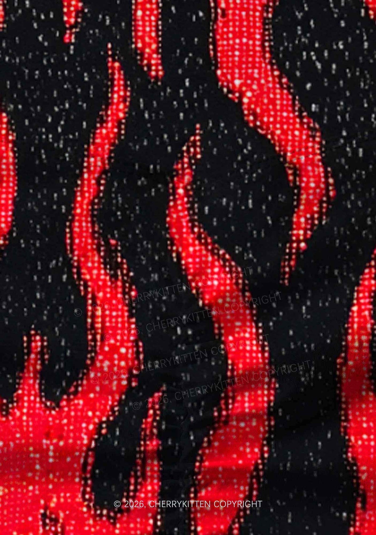 Red Flame Y2K Print Yoga Shorts Cherrykitten