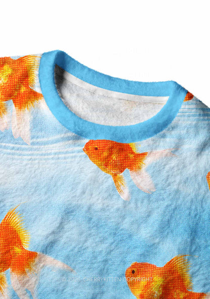 Goldfish Y2K Knit Sweatshirt Cherrykitten