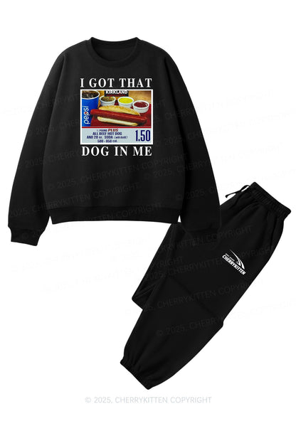 I Got That Hot Dog In Me Y2K Fleece Sweatshirts Set Cherrykitten