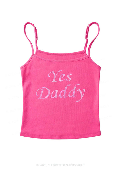 Rhinestone Yes Daddy Y2K Spaghetti Strap Cami Cherrykitten