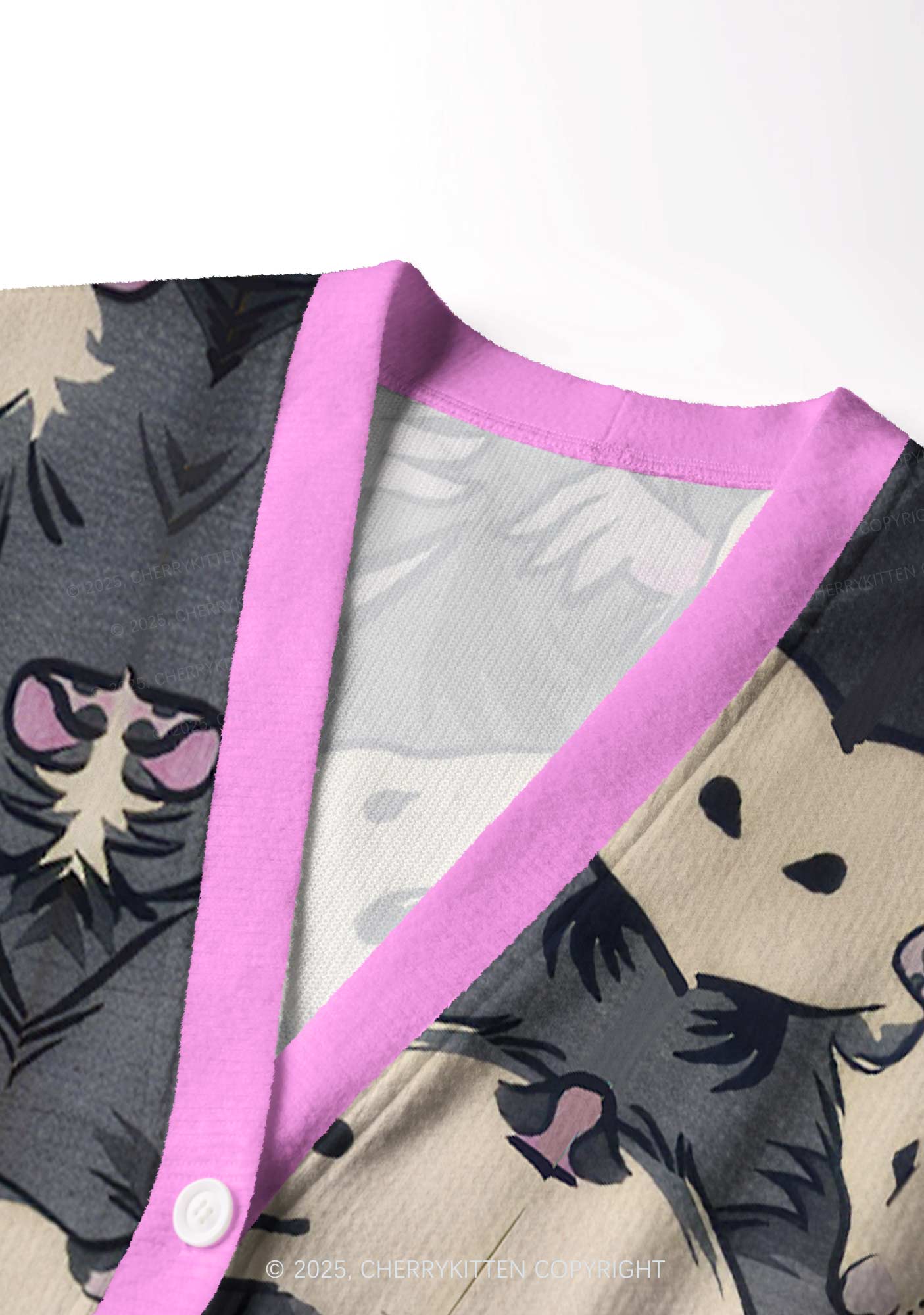 Grey Possum Y2K Christmas Cardigan Knit Sweatshirt Cherrykitten