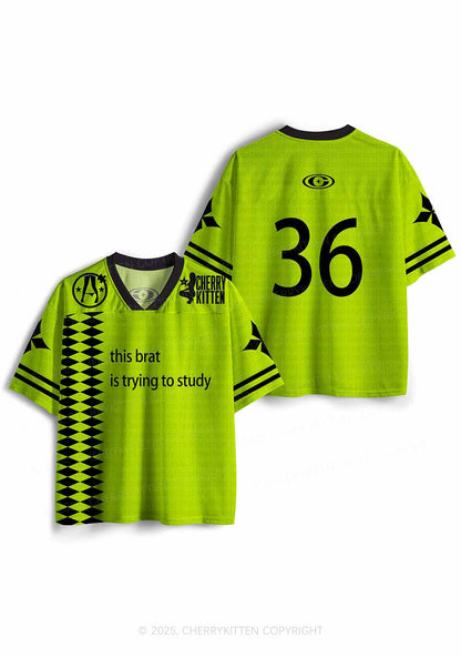 Custom Brat Trying To Study Y2K Sport Jersey Shirts Cherrykitten