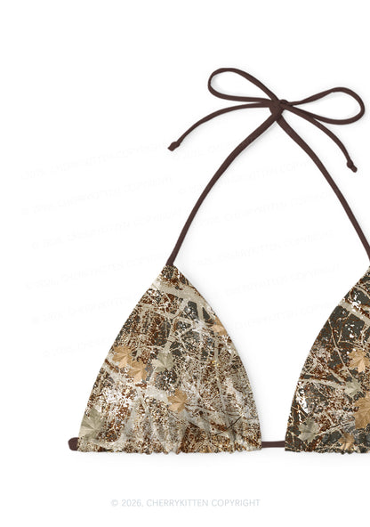 Maple Leaf Camouflage Y2K Print Bikini Set Cherrykitten