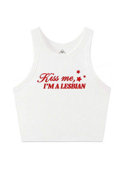 Kiss Me Im Lesbian Pride Y2K Crop Tank Top Cherrykitten