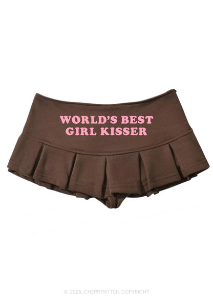 Worlds Best Girl Kisser Pride Y2K Mini Pleated Skirts Cherrykitten