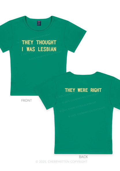 I Was Lesbian Two Sides Pride Y2K Baby Tee Cherrykitten