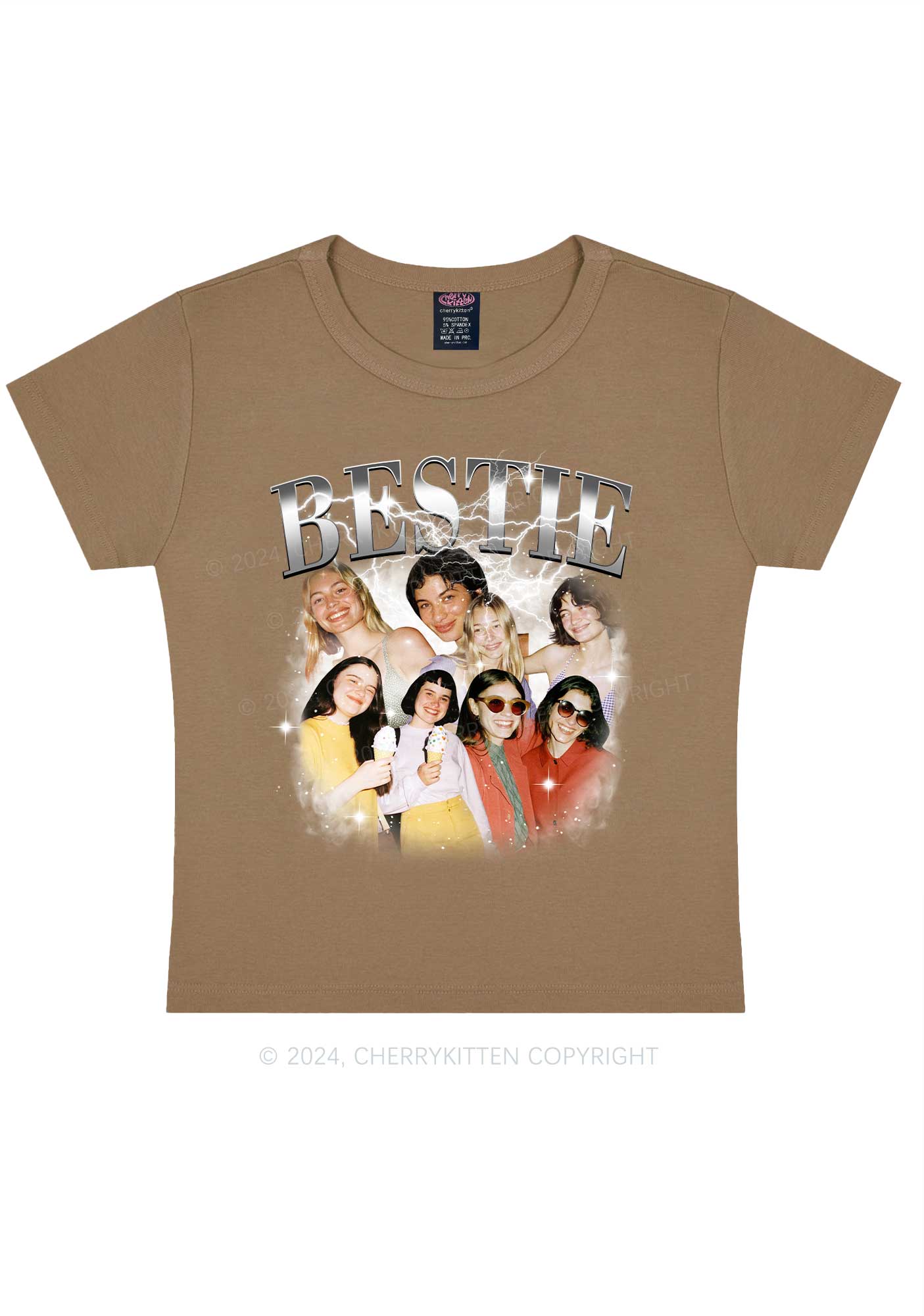 Silver Custom Bestie Photos Y2K Valentine's Day Baby Tee Cherrykitten