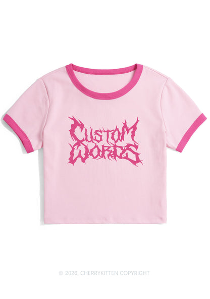 Custom Text Punk Font Y2K Ringer Tee Cherrykitten