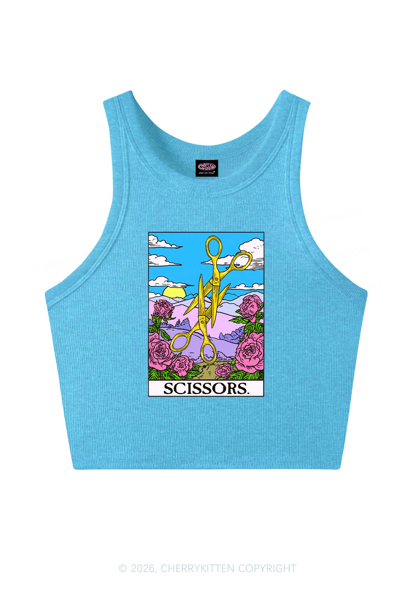 Yellow Scissors Pride Y2K Crop Tank Top Cherrykitten