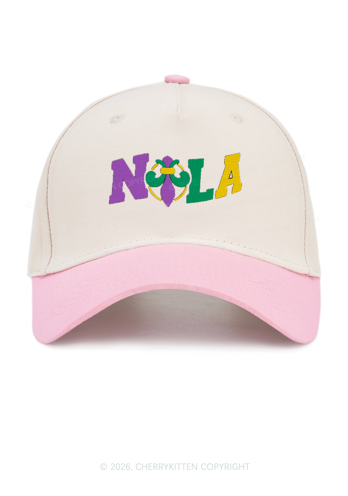 Embroidered Nola Fleur De Lis Y2K Color Block Baseball Cap Cherrykitten
