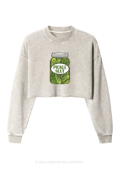 Pickle Slxt Y2K Crop Washed Sweatshirts Cherrykitten