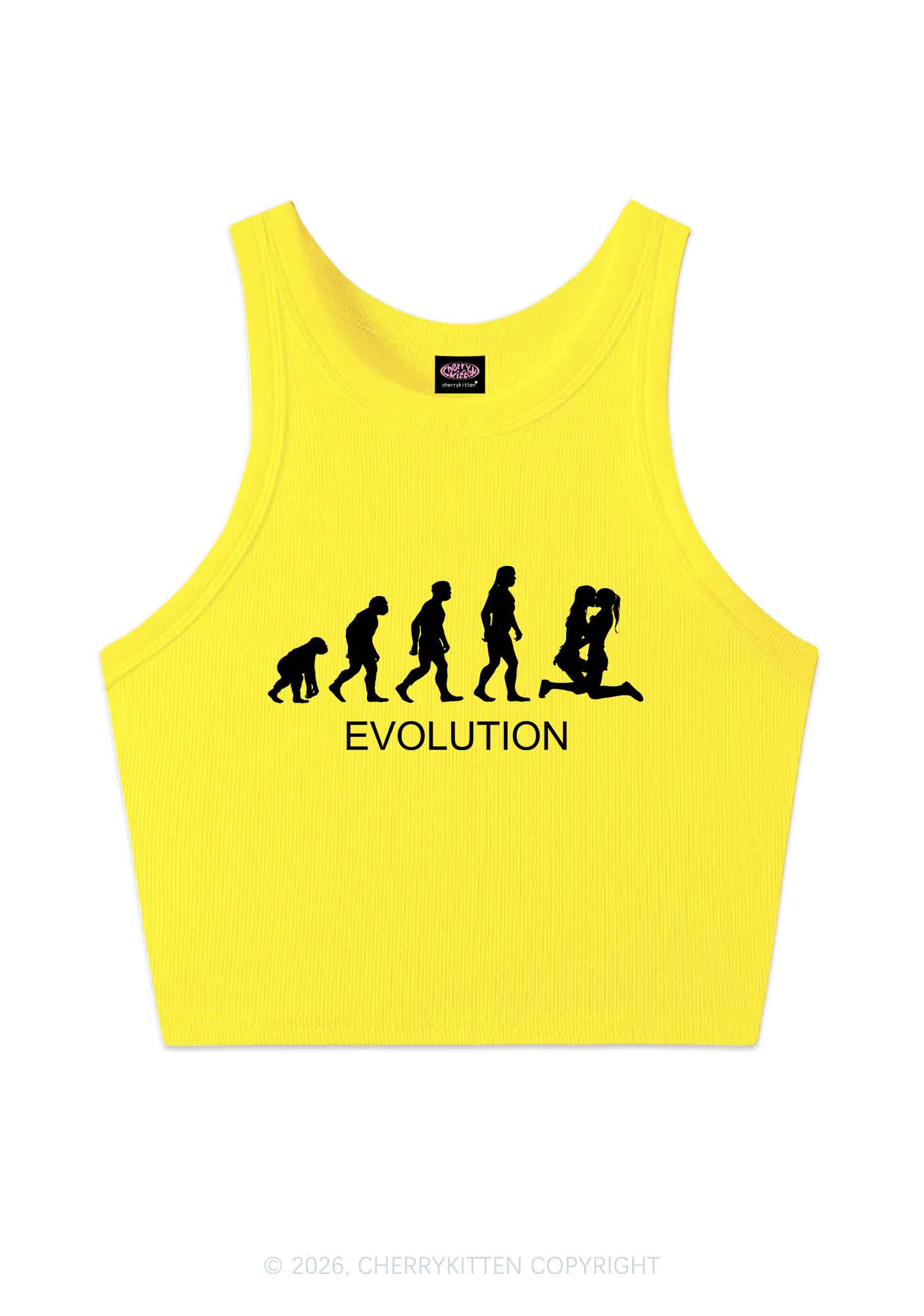 Lesbian Evolution Pride Y2K Crop Tank Top Cherrykitten