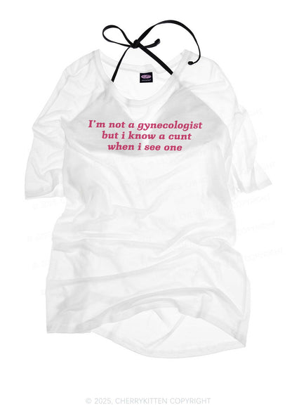 Im Not Gynecologist Y2K Sheer Boyfriend Tee Cherrykitten