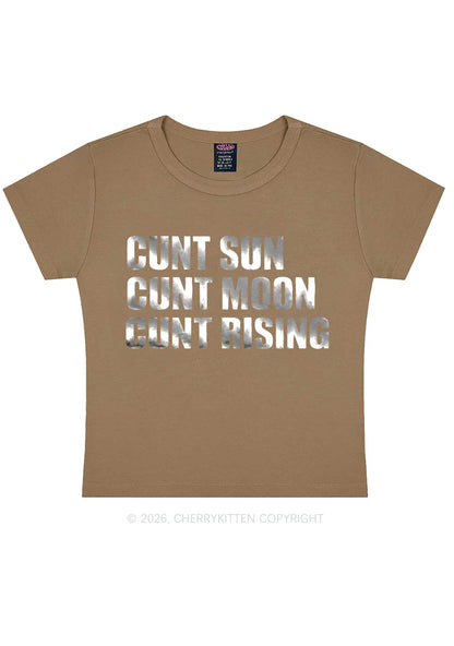 Cxxt Sun Moon Rising Silver Foil Printed Y2K Baby Tee Cherrykitten