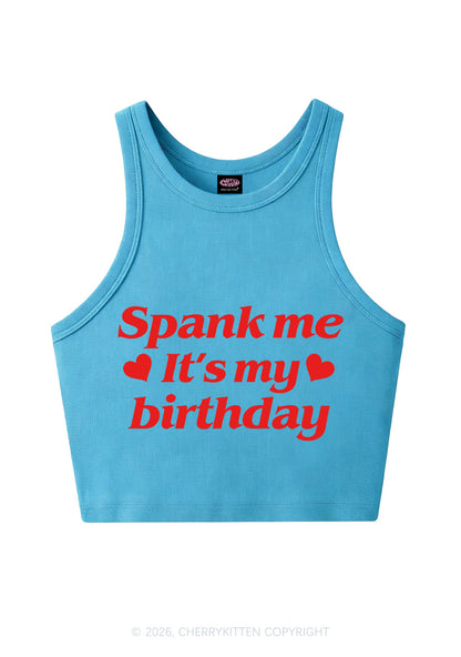 Spank Me Its My Birthday Heart Y2K Crop Tank Top Cherrykitten