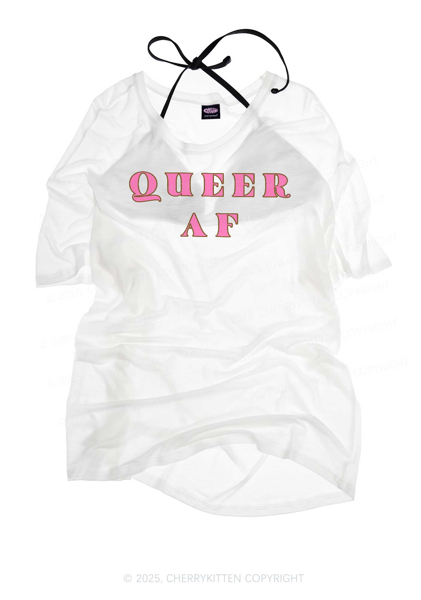 Queer AF Pride Y2K Sheer Boyfriend Tee Cherrykitten