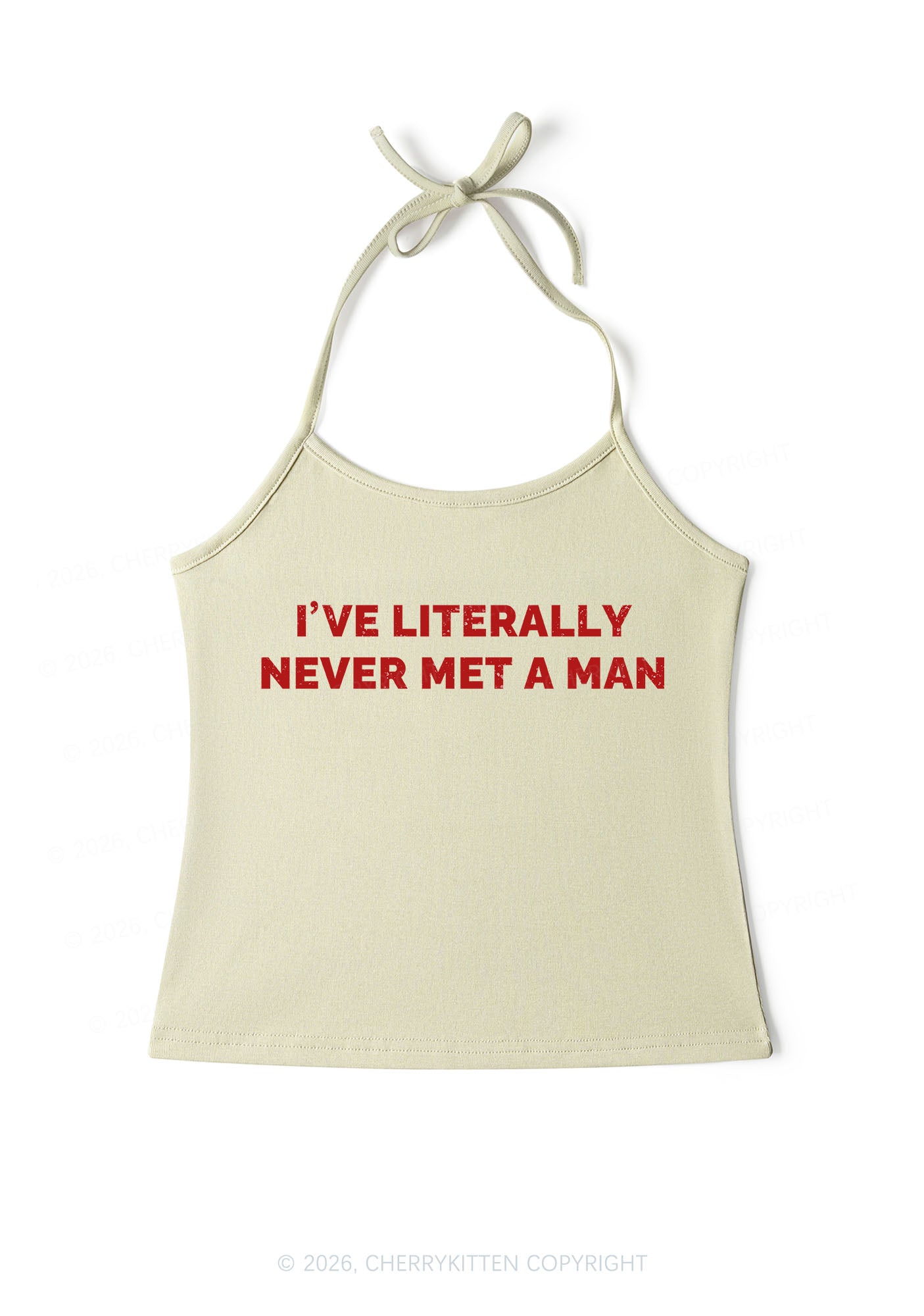 Never Met A Man Pride Y2K Halter Neck Cami Cherrykitten
