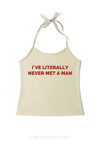 Never Met A Man Pride Y2K Halter Neck Cami Cherrykitten