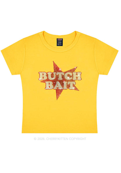 Rhinestone Butch Bait Pride Y2K Baby Tee Cherrykitten