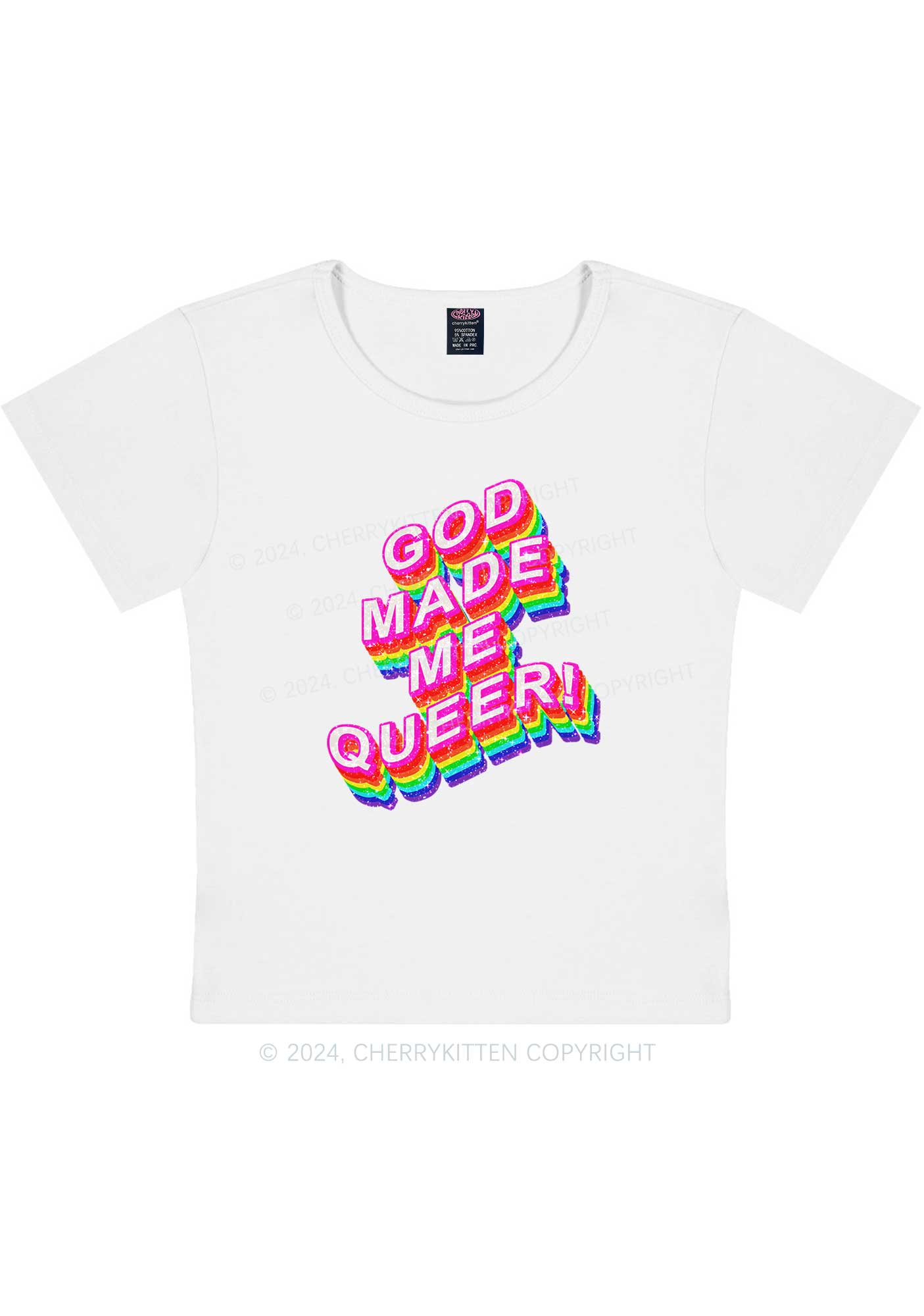 God Made Me Queer Y2K Baby Tee Cherrykitten