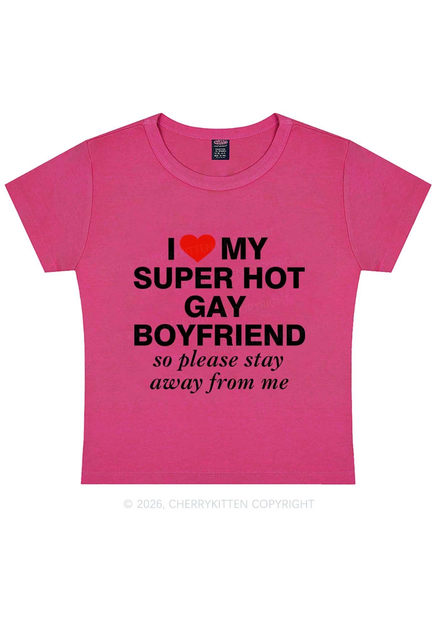 I Love My Super Hot Gay BF Pride Y2K Baby Tee Cherrykitten