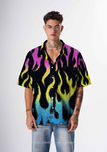 Pansexuality Flame Pride Y2K Print Hawaiian Shirt Cherrykitten