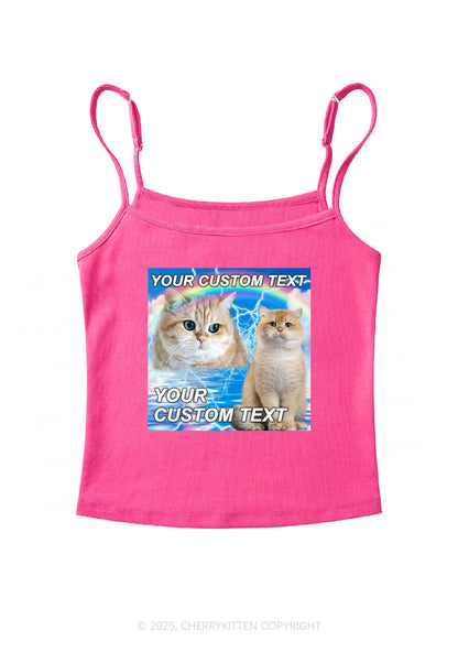 Custom Text Your Kitten Y2K Spaghetti Strap Cami Cherrykitten
