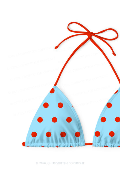 Blue And Red Dots Y2K Print Bikini Set Cherrykitten