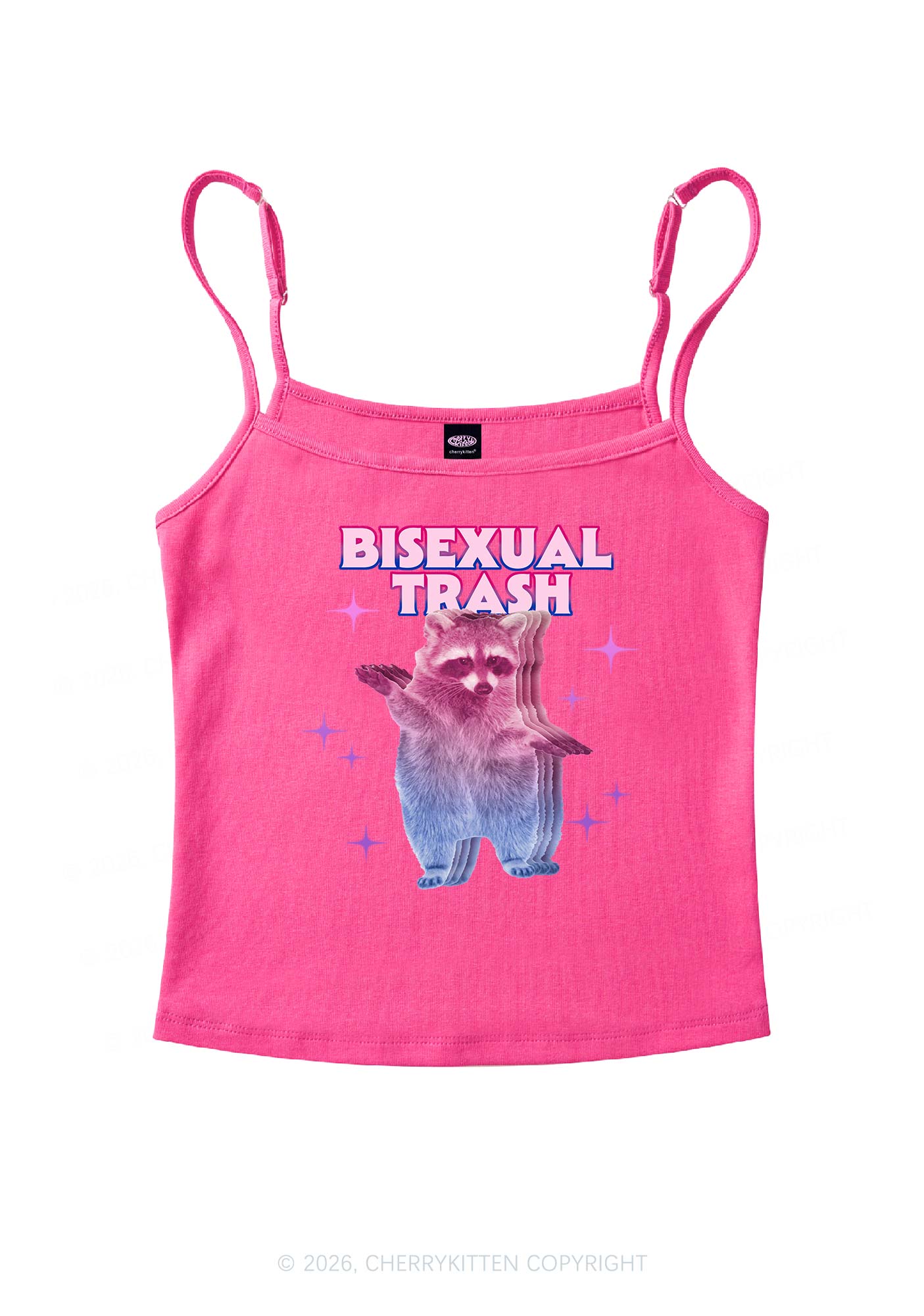 Bisexual Trash Raccoon Pride Y2K Spaghetti Strap Cami Cherrykitten