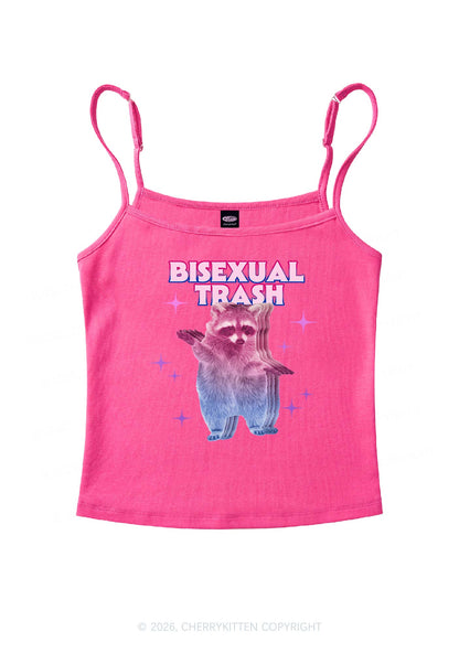 Bisexual Trash Raccoon Pride Y2K Spaghetti Strap Cami Cherrykitten