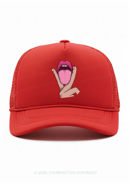 Lesbian Kissing Pride Y2K Trucker Hat Cherrykitten