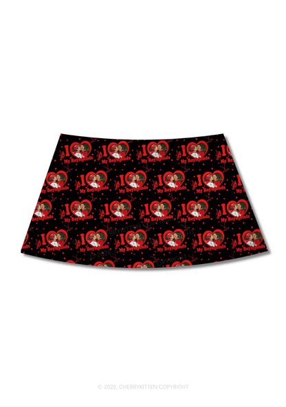 I Love My BF HR Y2K Print Mini Skirt Cherrykitten