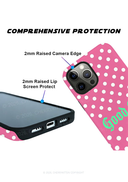 Good Girl White Dots On Pink Y2K Phone Case Cherrykitten