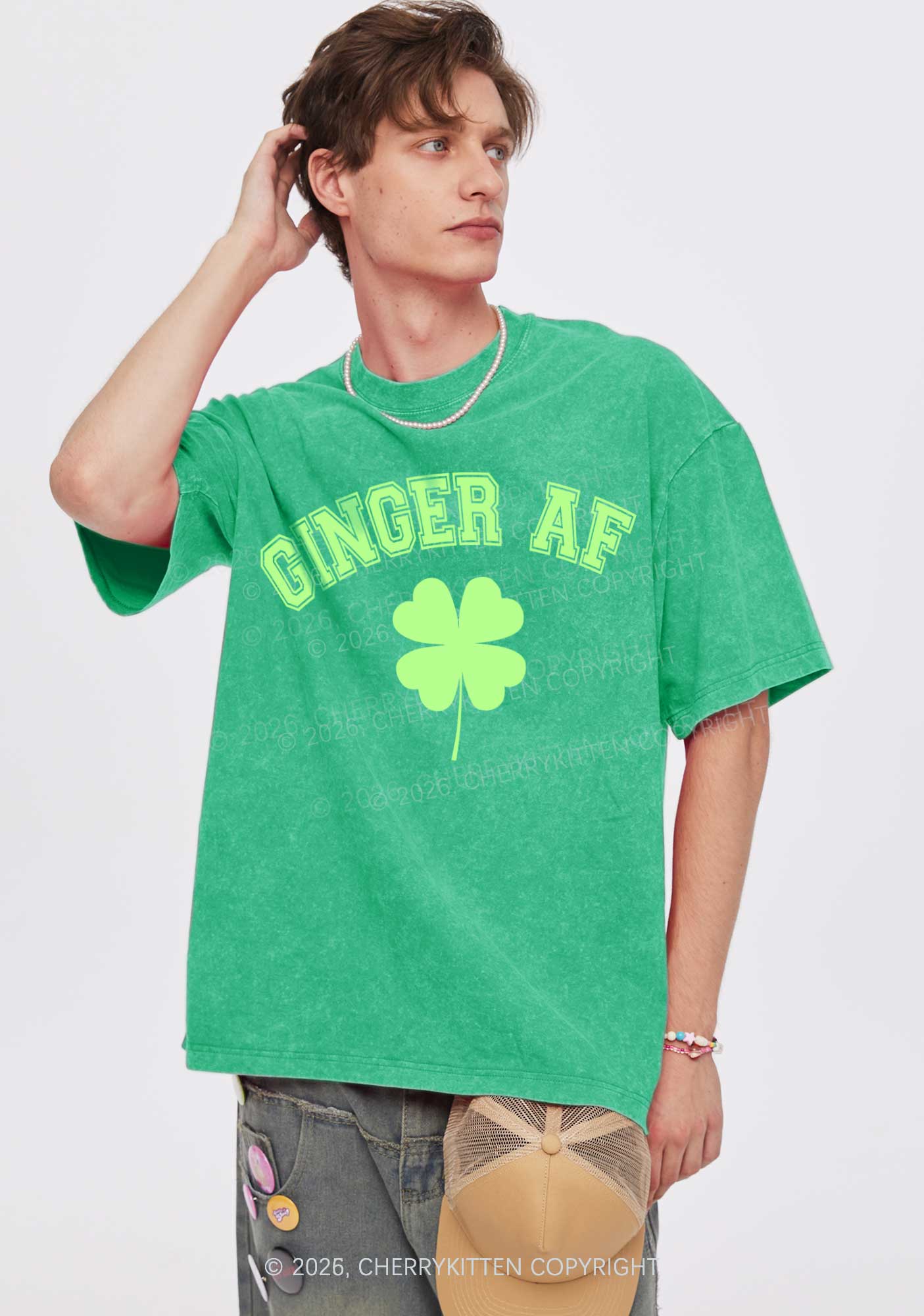 Ginger AF St Patricks Y2K Shirts Washed Tee Cherrykitten