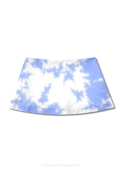 Blue Sky White Clouds Y2K Print Mini Skirt Cherrykitten