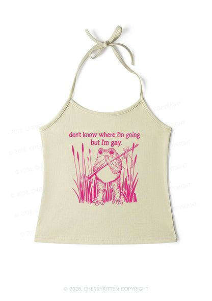 But I Am Gay Frog Pride Y2K Halter Neck Cami Cherrykitten